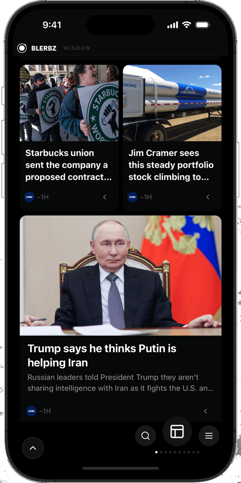 Blerbz ऐप — Window समाचार फ़ीड